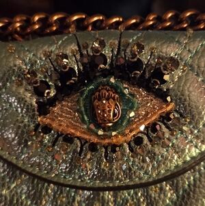 Kurt Geiger London Evil Eye Mini Crossbody Bag Quilted Black with Beaded Detail